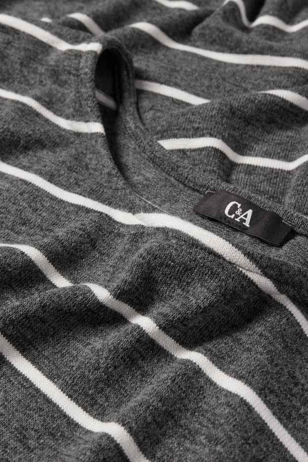 Mujer - Camiseta de manga larga - relaxed fit - de rayas - gris oscuro / blanco