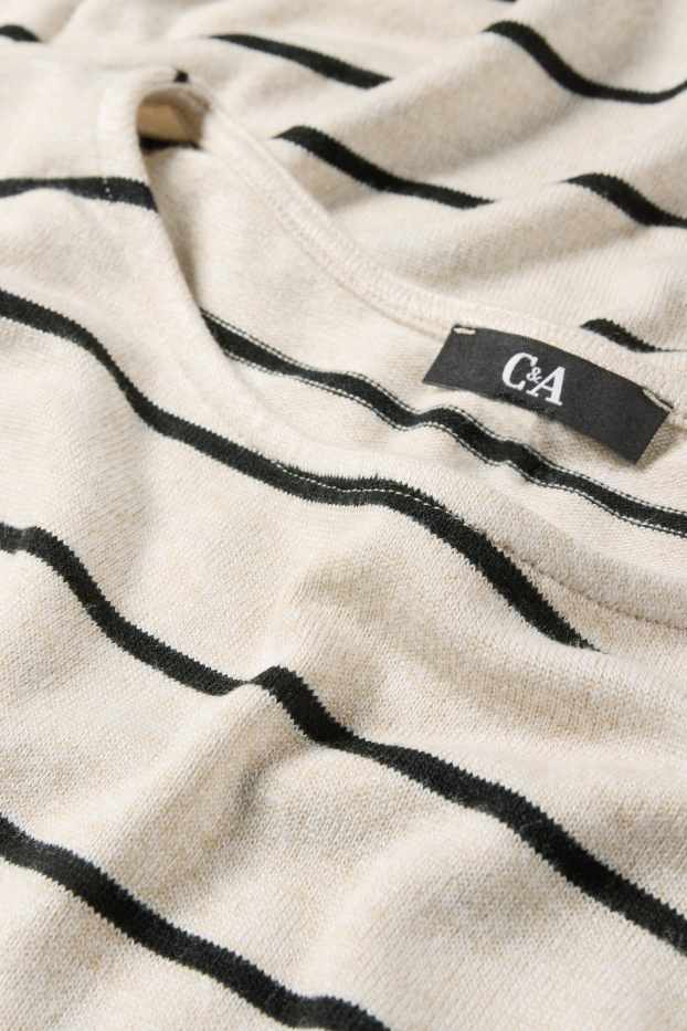 Mujer - Camiseta de manga larga - relaxed fit - de rayas - negro / beis