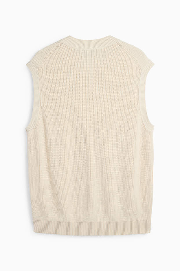 Men - Slipover - ribbed - light beige