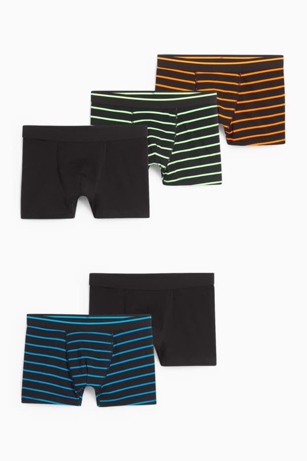 Enfants garçons - Lot de 5 - caleçons - à rayures - noir
