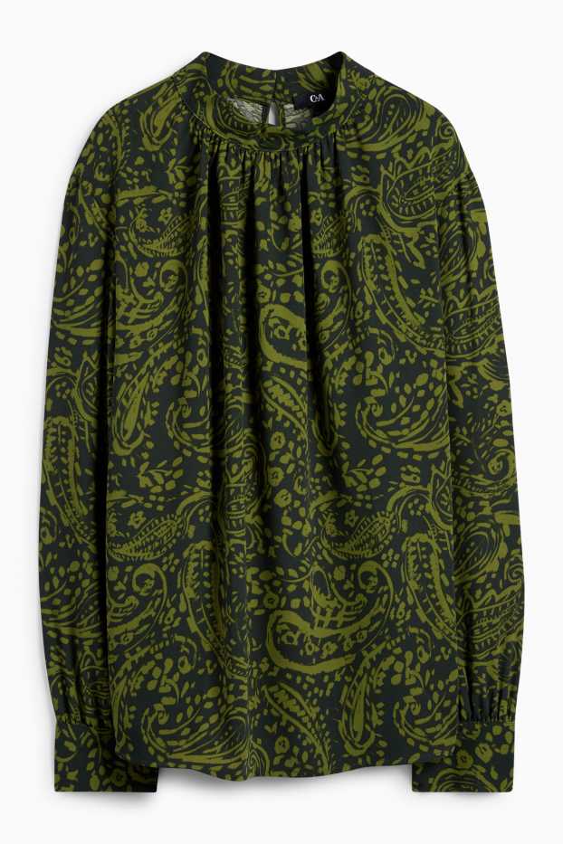 Women - Blouse - patterned - dark green