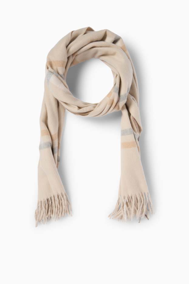 Damen - Schal - kariert - hellbeige
