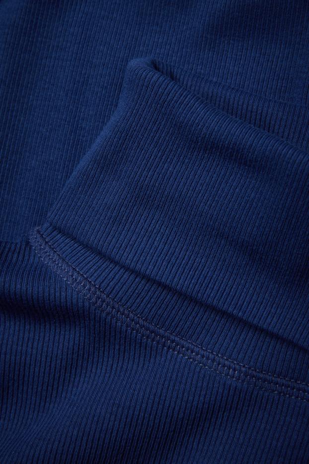 Women - Turtleneck top - ribbed - dark blue