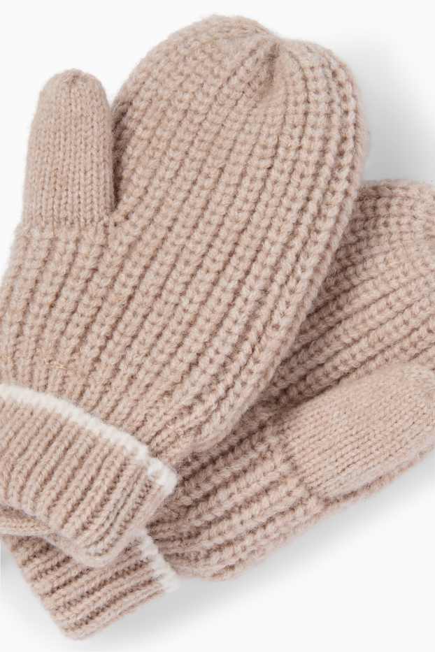 Baby Jungen - Baby-Fäustlinge - gerippt - beige