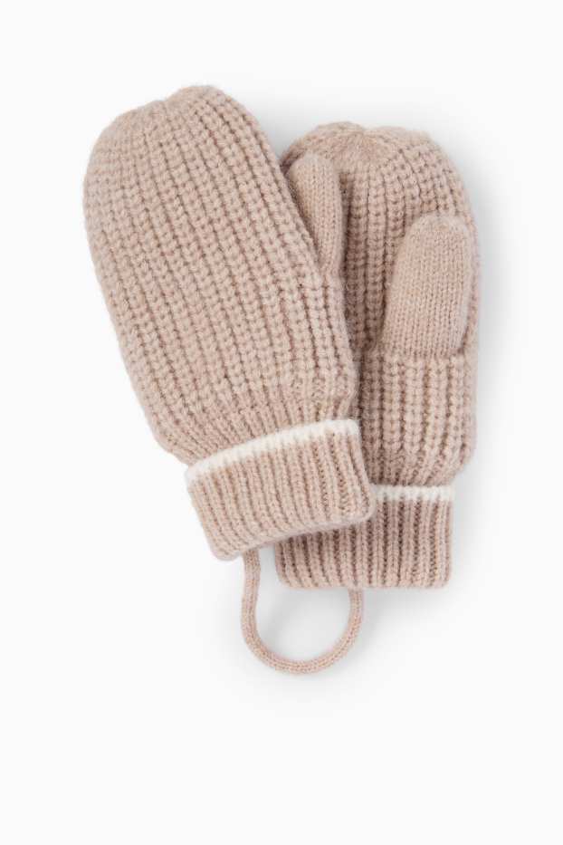 Baby Jungen - Baby-Fäustlinge - gerippt - beige