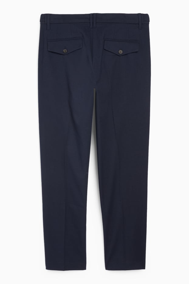 Uomo - Pantaloni di flanella - tapered fit - blu scuro