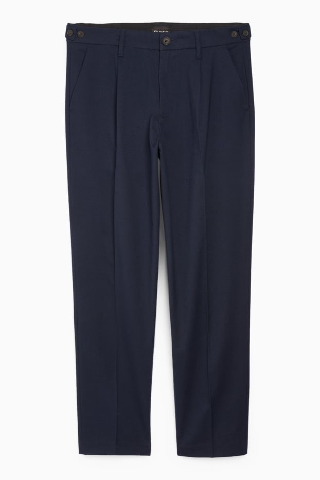 Uomo - Pantaloni di flanella - tapered fit - blu scuro
