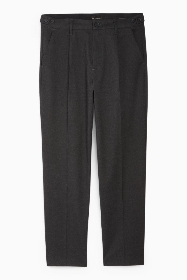 Uomo - Pantaloni di flanella - tapered fit - grigio scuro