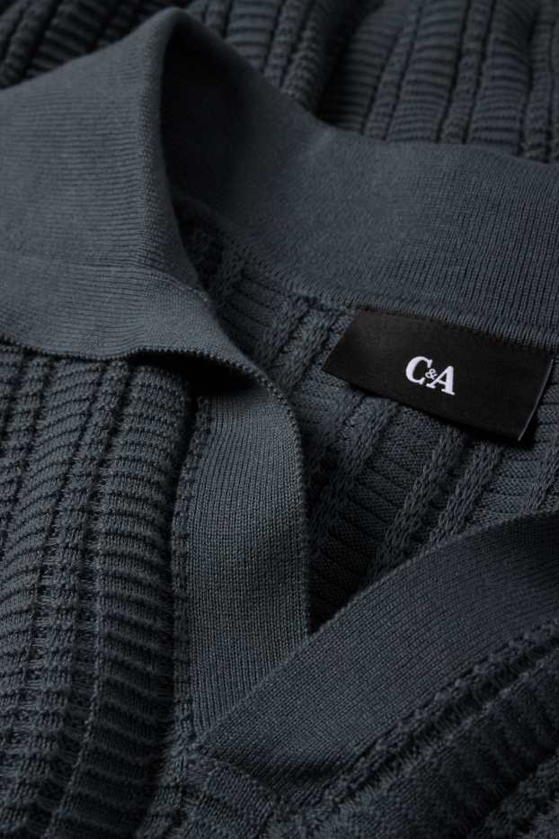Hommes - Pull - finition texturée - gris foncé