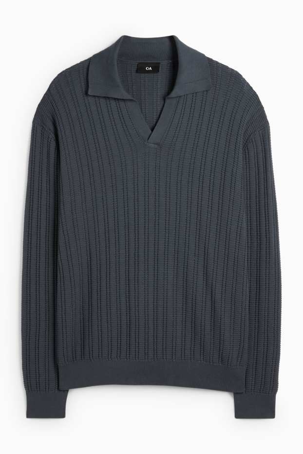 Hommes - Pull - finition texturée - gris foncé
