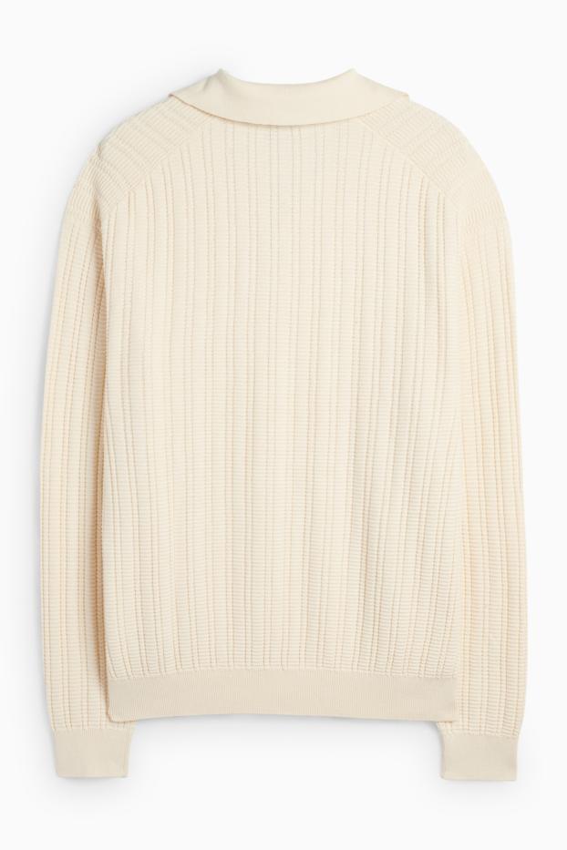 Hommes - Pull - finition texturée - crème