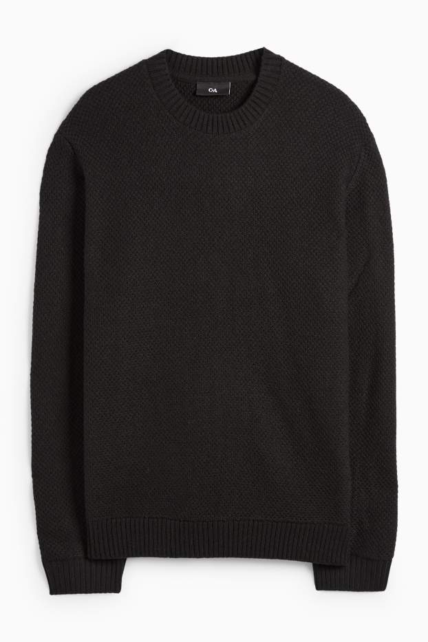 Men - Jumper - textured - black