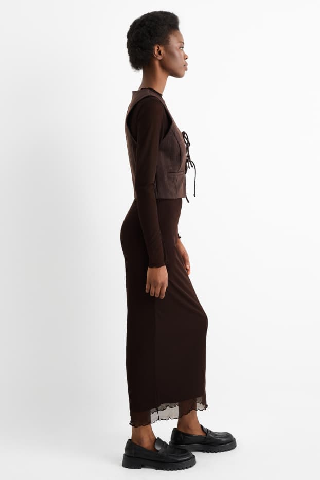 Women - Mesh skirt - dark brown