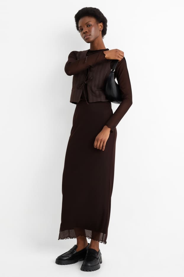 Women - Mesh skirt - dark brown