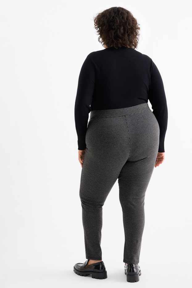 Damen - Leggings - kariert - dunkelgrau