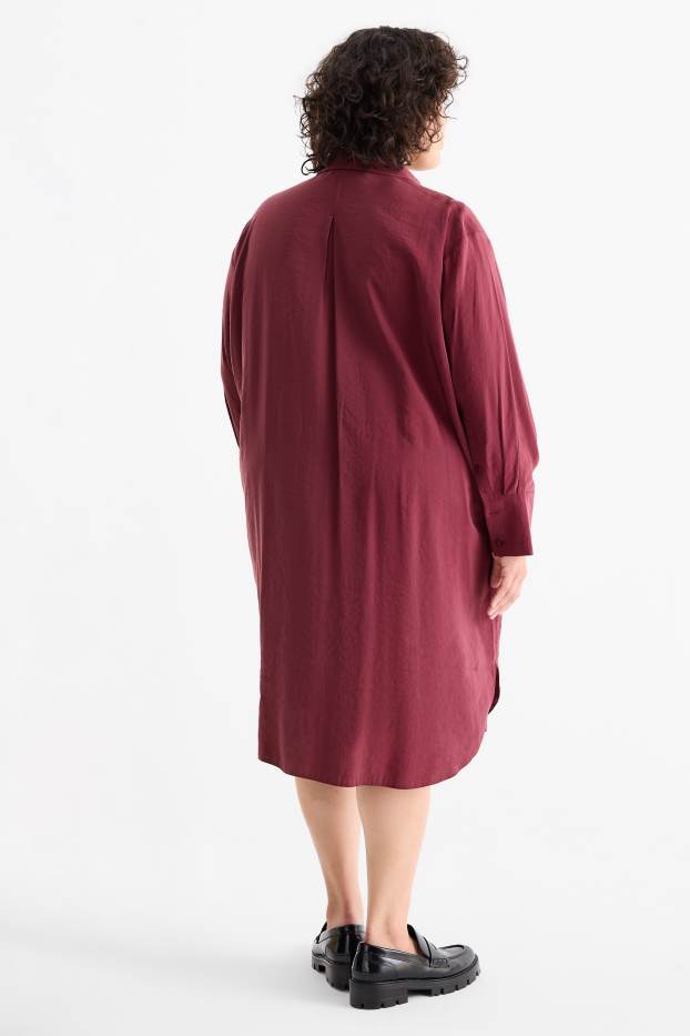 Damen - Blusenkleid - bordeaux