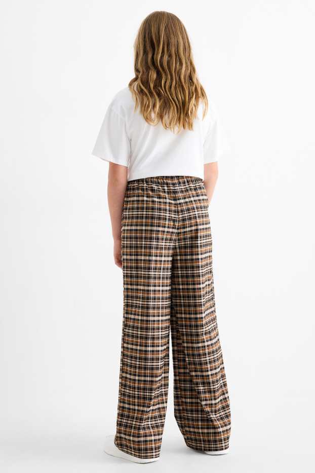 Bambine - Pantaloni - a quadretti - marrone