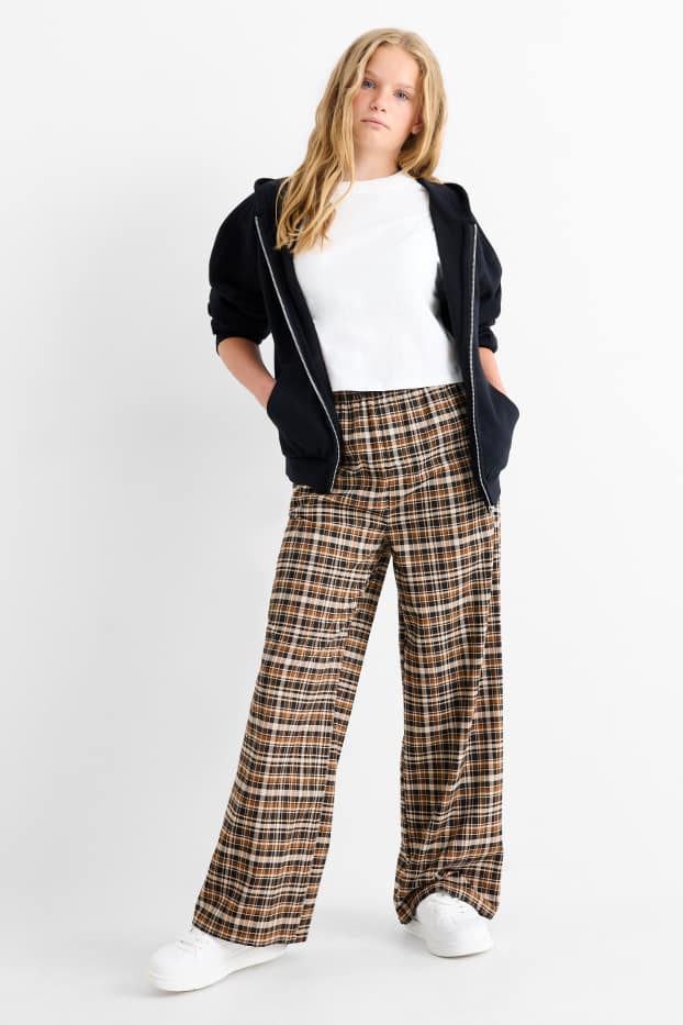 Bambine - Pantaloni - a quadretti - marrone