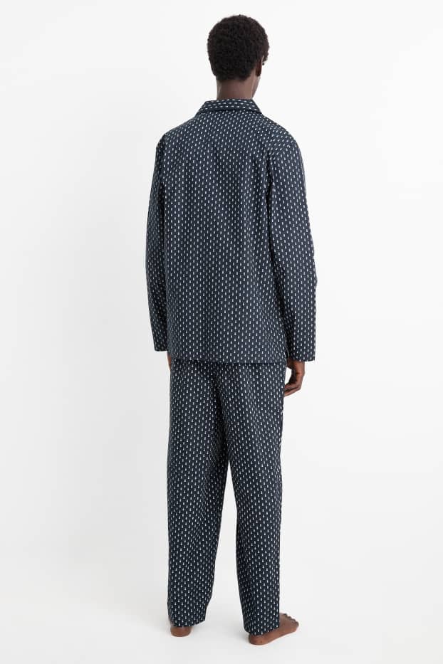 Hommes - Pyjama - imprimé minimaliste - bleu foncé
