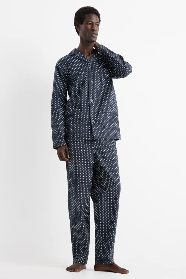 Hommes - Pyjama - imprimé minimaliste - bleu foncé