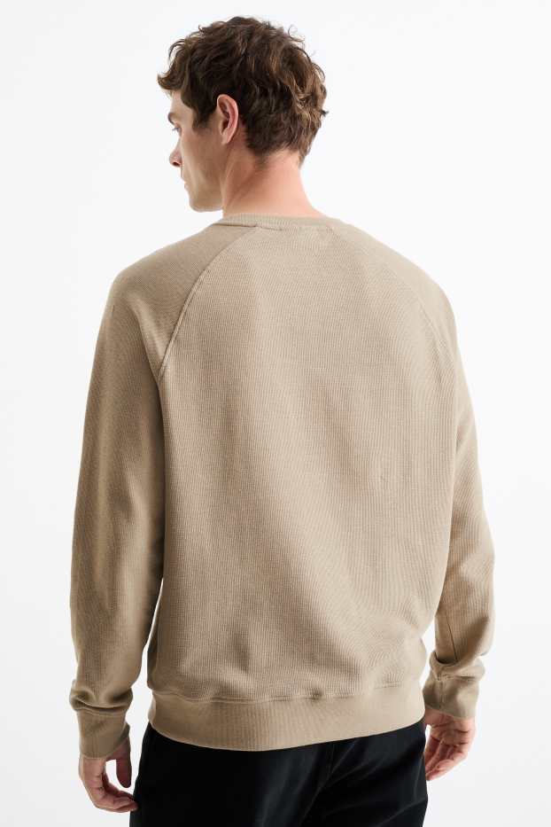 Uomo - Maglia a maniche lunghe - tessuto tramato - verde chiaro