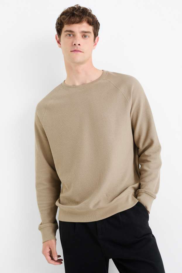 Uomo - Maglia a maniche lunghe - tessuto tramato - verde chiaro
