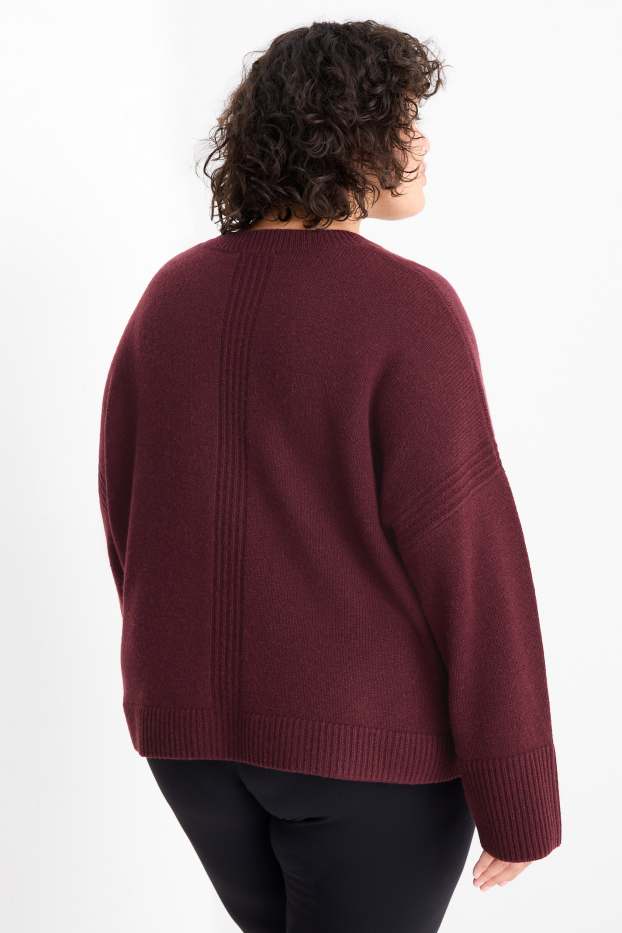 Damen - Pullover mit Kaschmir-Anteil - Woll-Mix - dunkelrot