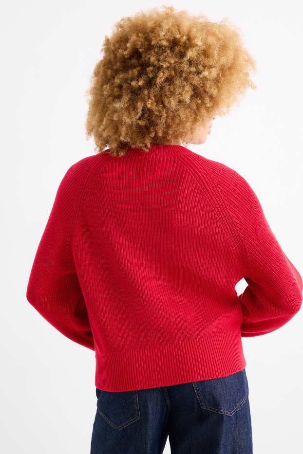 Mujer - Jersey - de canalé - rojo