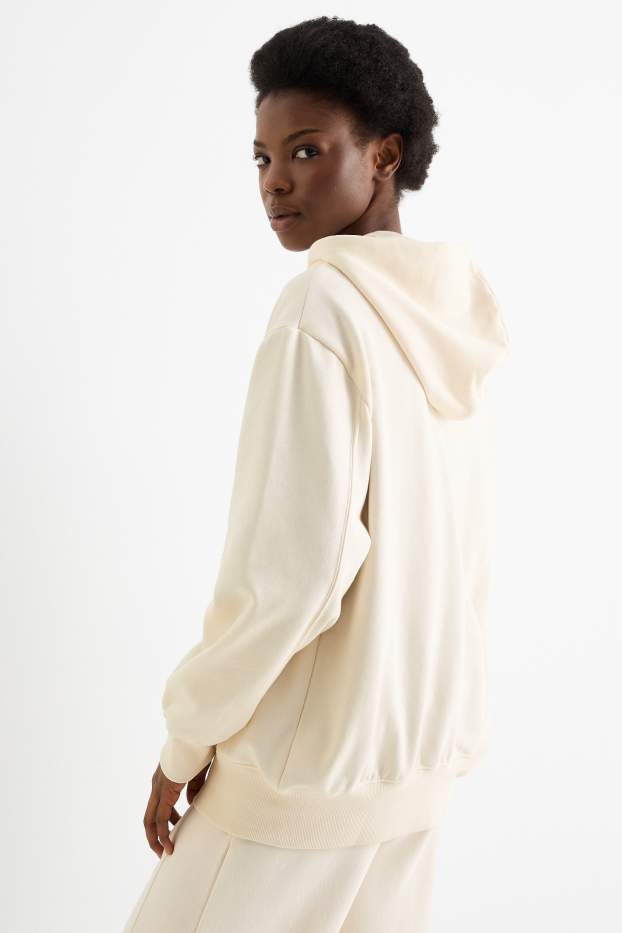 Femmes - Sweat zippé à capuche - blanc crème