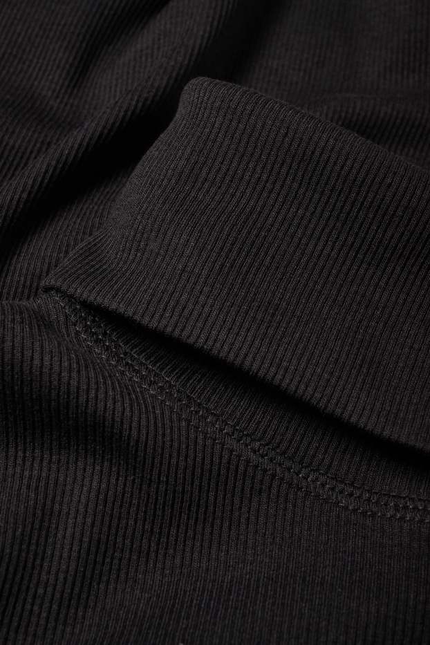 Women - Turtleneck top - ribbed - black