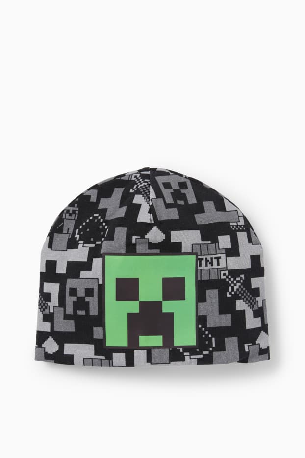 Kinderen: jongens - Minecraft - beanie - zwart / grijs