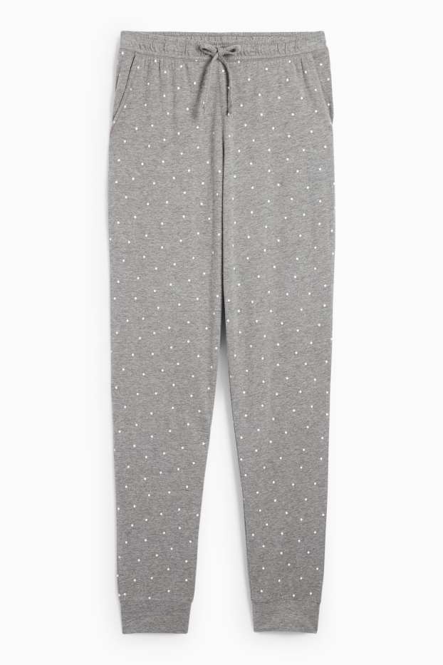 Dámské - Pyžamové kalhoty - puntíkované - světle šedá
