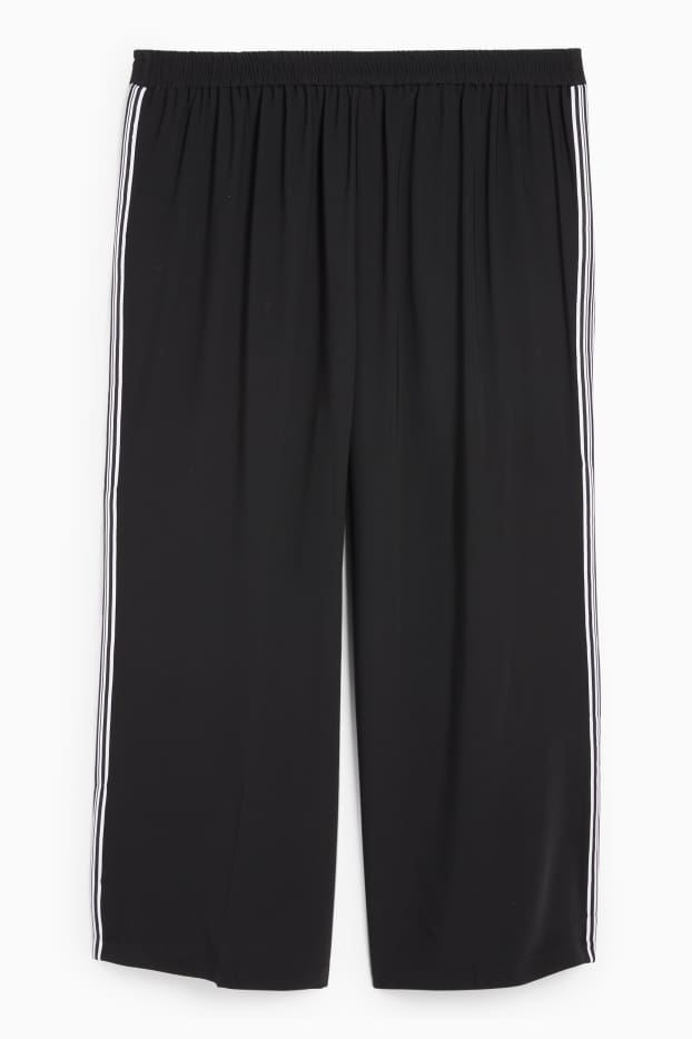 Dames - Pantalon - mid waist - wide leg - zwart