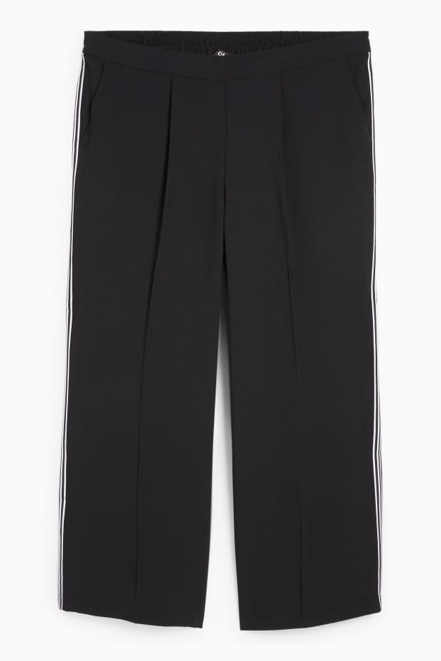 Dames - Pantalon - mid waist - wide leg - zwart