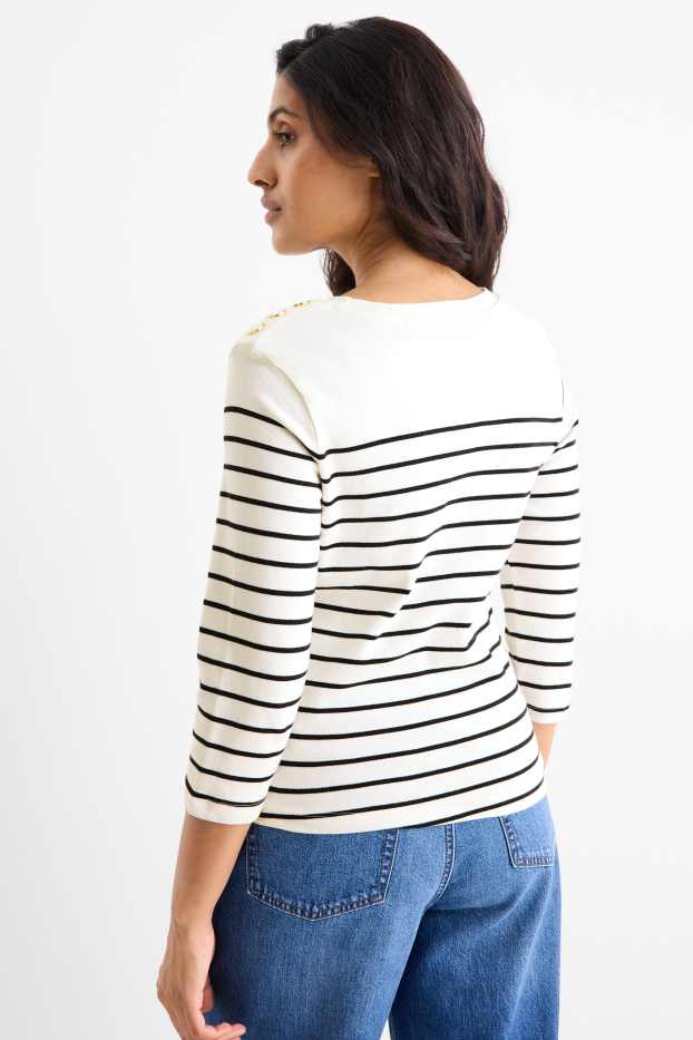 Damen - Langarmshirt - gestreift - cremeweiß