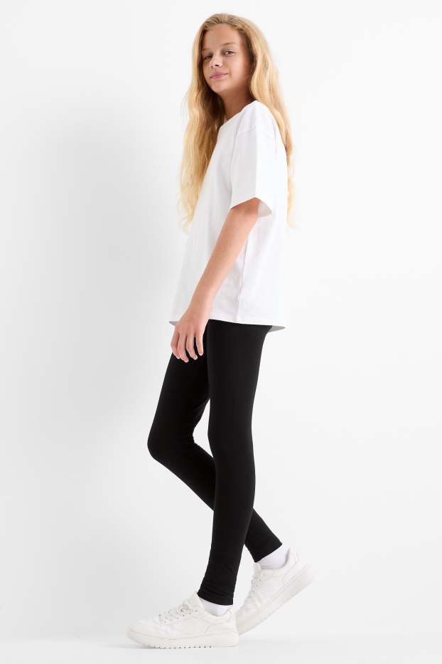 Enfants filles - Lot de 3 - leggings chauds - noir
