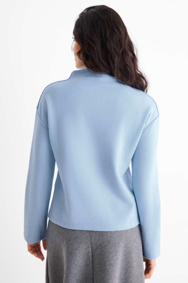 Damen - Sweatshirt - gerippt - hellblau