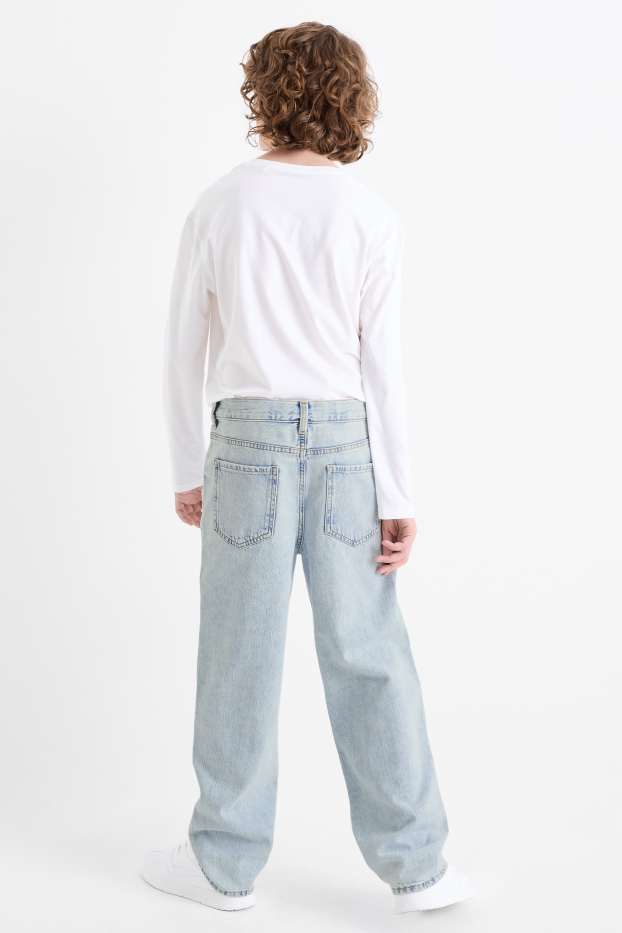 Children Boys - Loose fit jeans - extra-wide waistband - denim-light blue