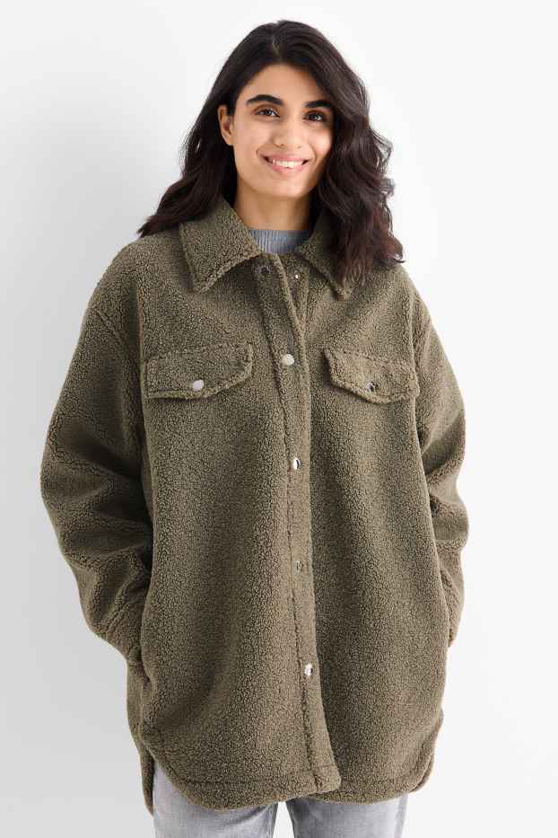 Femmes - Shacket en teddy - vert