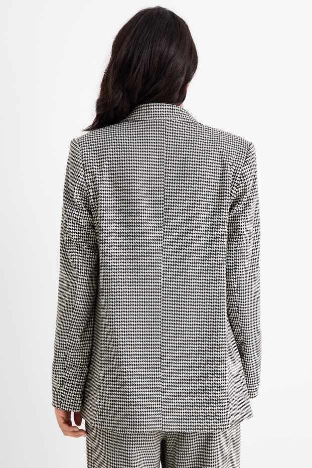 Donna - Blazer lungo - regular fit - a quadri - nero / bianco