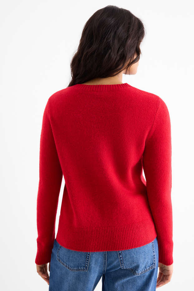 Mujer - Jersey de punto fino - rojo
