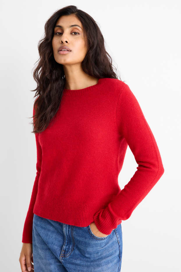 Mujer - Jersey de punto fino - rojo