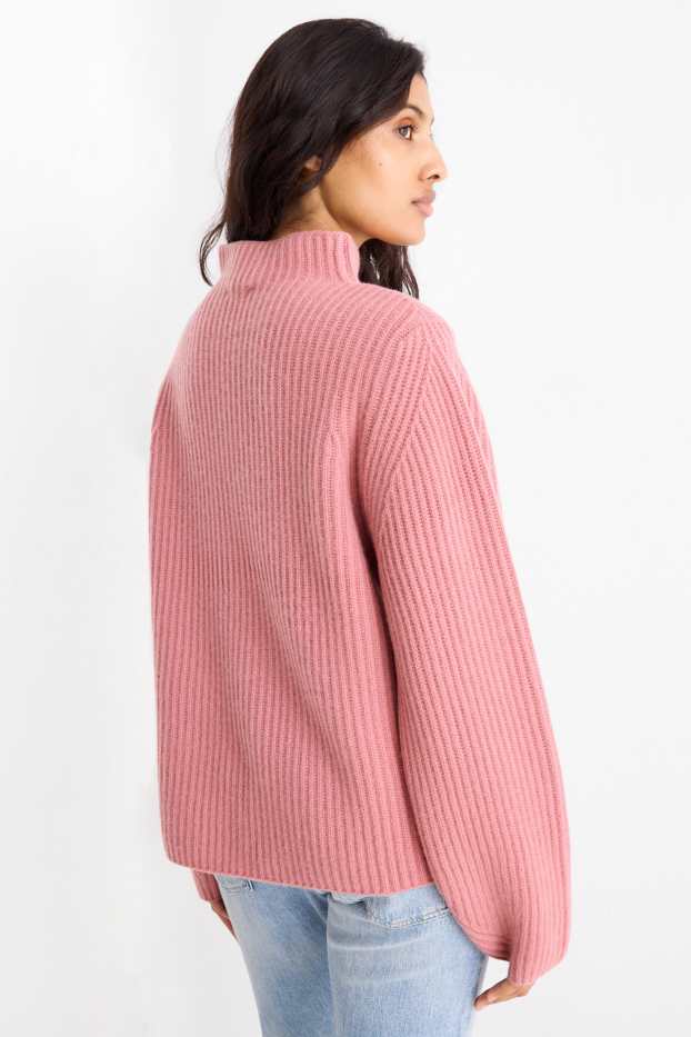 Dames - Trui van kasjmier - geribd - roze