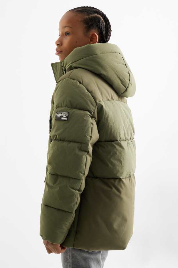 Kinder Jungen - Steppjacke mit Kapuze - grün