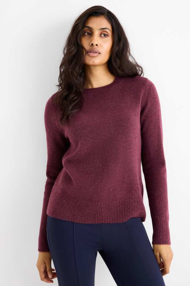 Damen - Feinstrick-Pullover - bordeaux