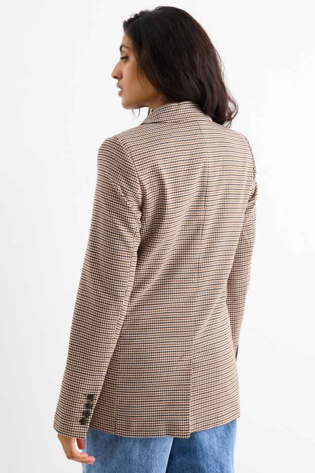 Donna - Blazer lungo - regular fit - a quadri - marrone chiaro