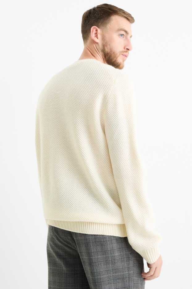 Herren - Pullover - strukturiert - cremefarben