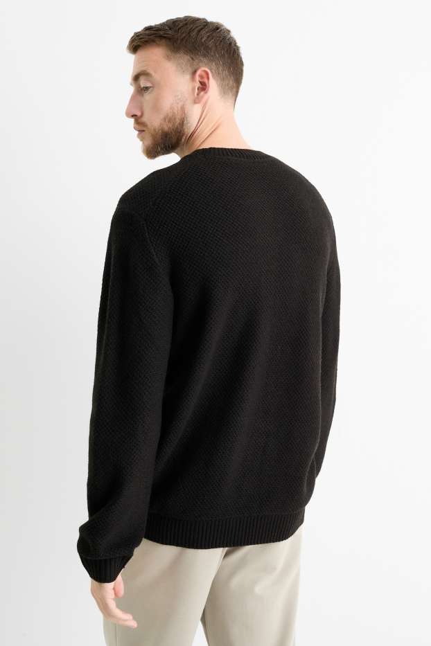 Men - Jumper - textured - black