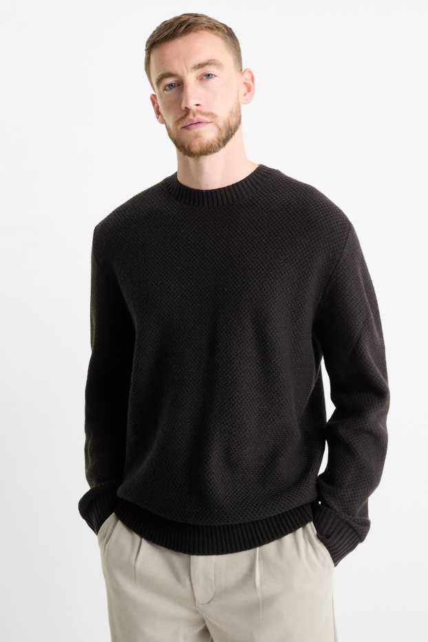 Men - Jumper - textured - black