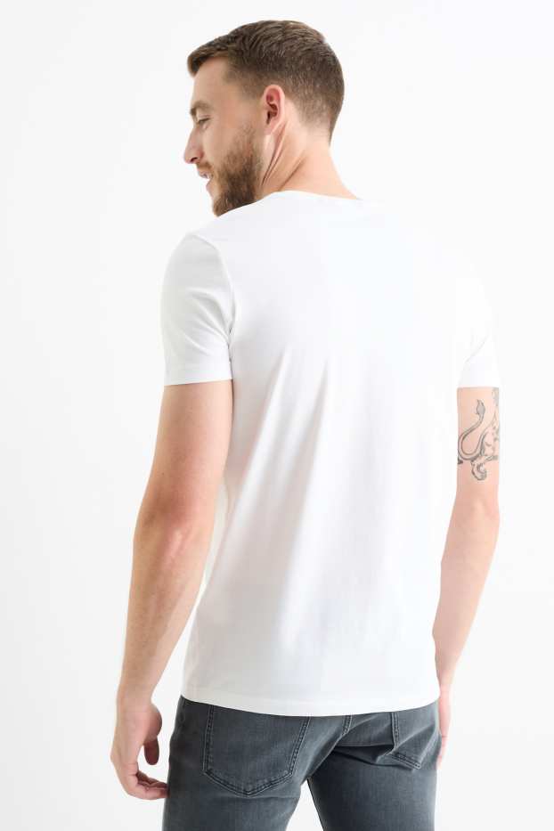 Herren - T-Shirt - Slim Fit - Flex - weiß